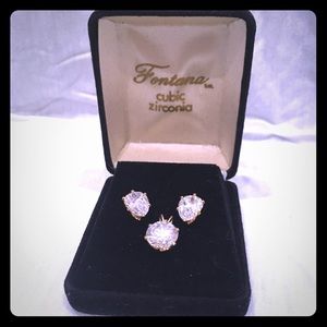 Vintage Fontana Earring & Charm Cubic Zirconia Set